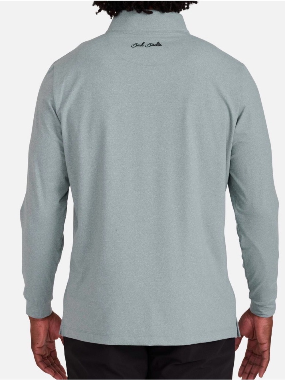 Bad Birdie Men's Long-Sleeve Quarter Zip Golf Pullover Light Gray Apollp tites
